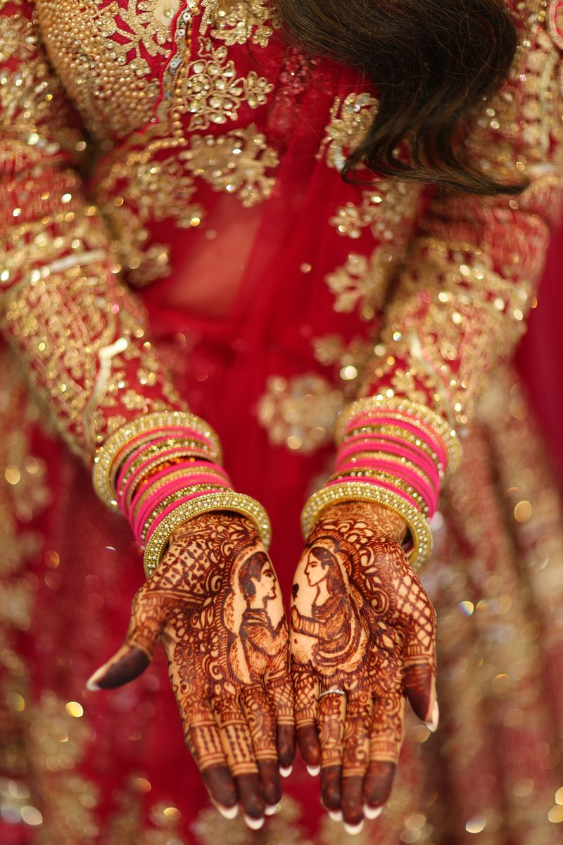 Asian wedding couple portrait at a London celebration