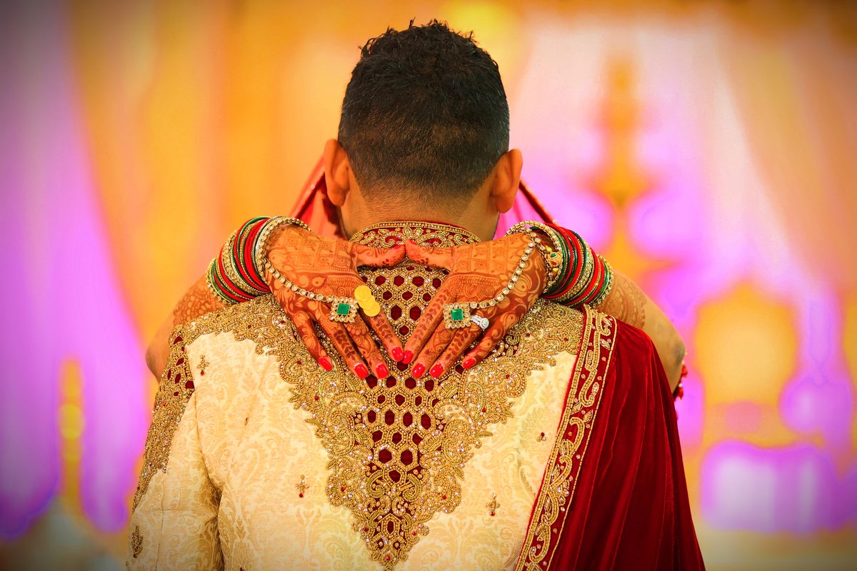 Sikh wedding couple portrait