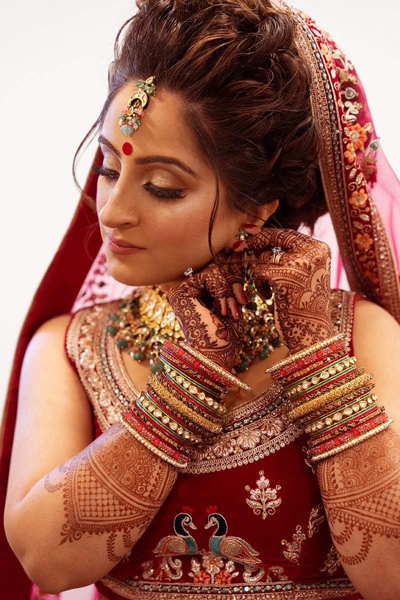 Bride photographed in soft window light
