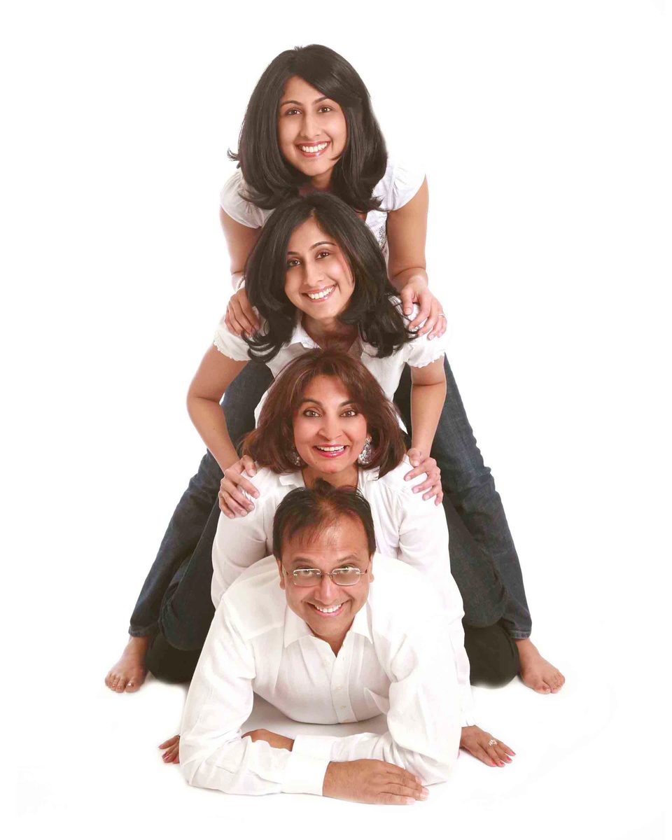 Relaxed, candid family moment outdoors