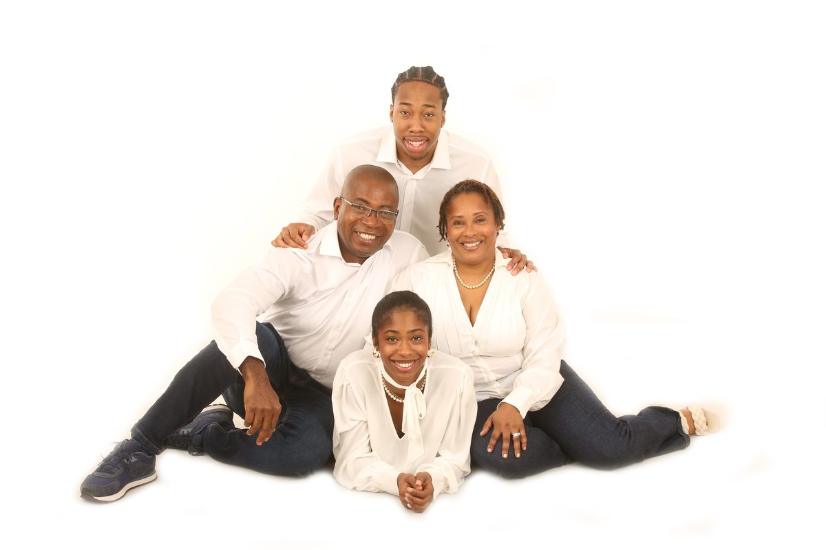 Relaxed indoor family portrait during a winter session
